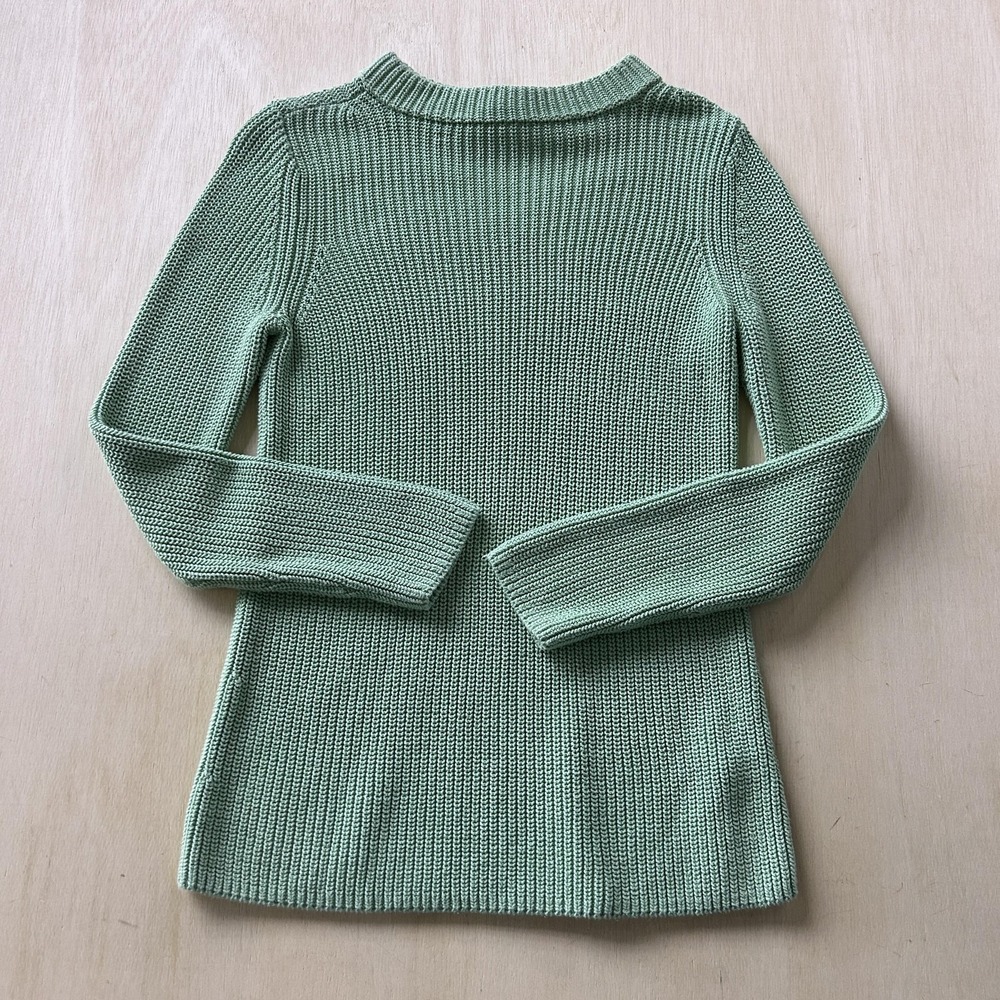 Talbots Sweater Womens Small Green Mock Neck Chunky-Knit Pullover Long Sleeve